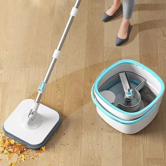 CleanPure Spin – Mop 360° com Balde Duplo (Água Limpa e Suja Separadas) e Secagem Automática